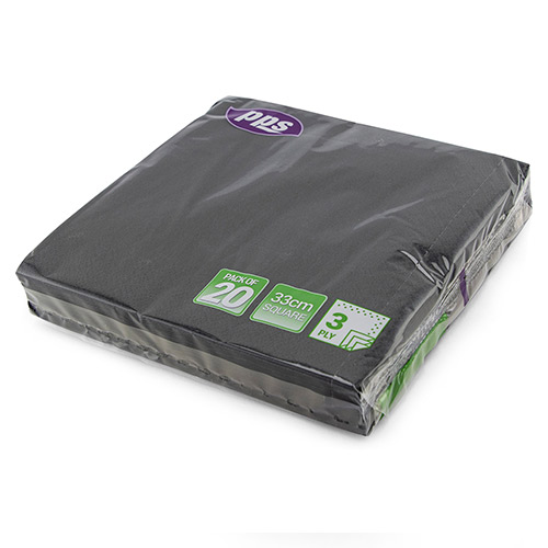 Black Paper Luncheon Napkins 33cm 3 Ply - Pack of 20 Product Gallery Image