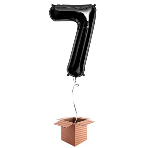 Black Number 7 Helium Foil Giant Balloon - Inflated Balloon in a Box Product Image