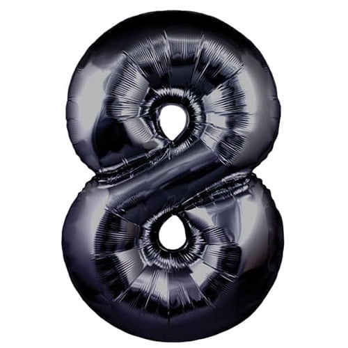 Black Number 8 Helium Foil Giant Balloon 76cm / 30 in Product Image