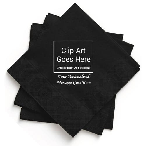 Black Personalised Napkin - Pack of 50
