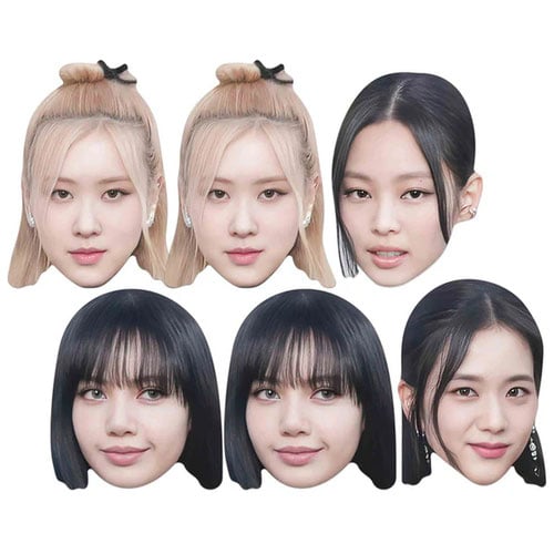 Black Pink Cardboard Face Masks - Pack of 6