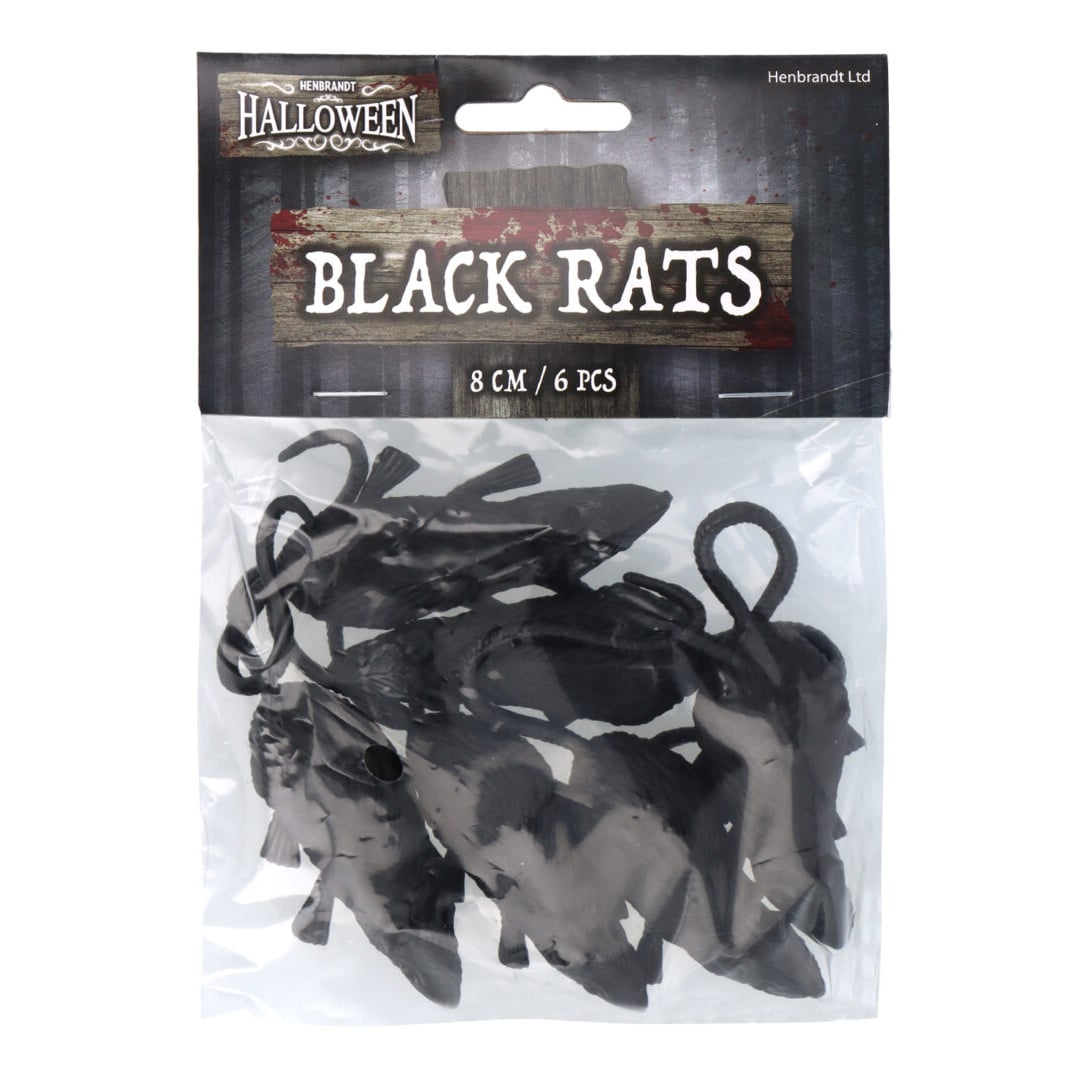 Black Plastic Rats Halloween Decorations 8cm - Pack of 6 View 3