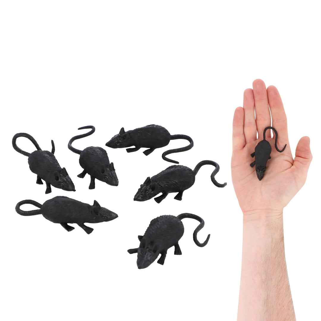 Black Plastic Rats Halloween Decorations 8cm - Pack of 6 View 2