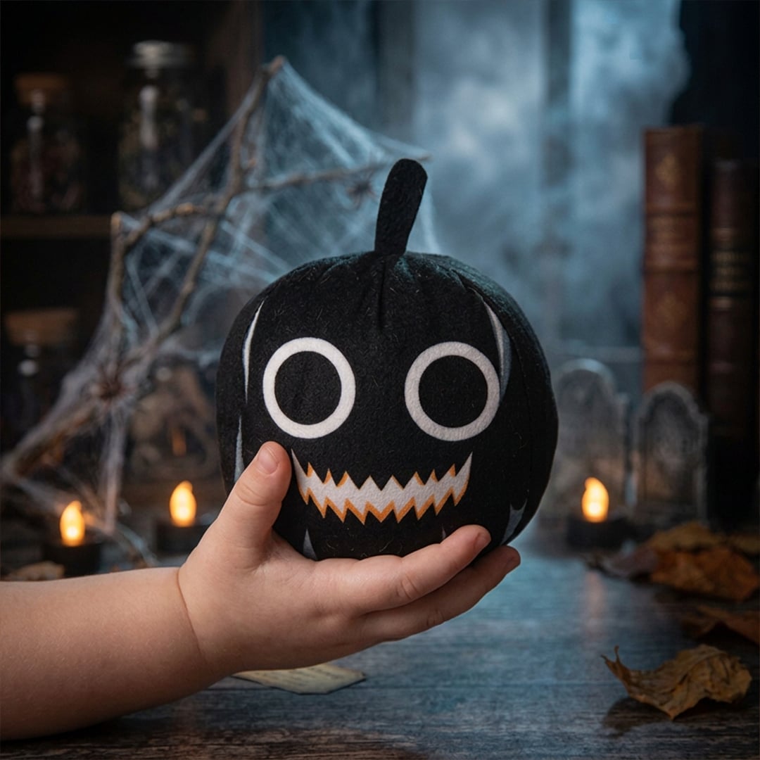 Black Pumpkin Halloween Soft Toy Plush 13cm