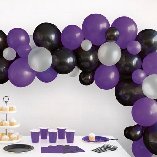 Black Purple & Silver DIY Garland Balloon Arch Kit Product Image