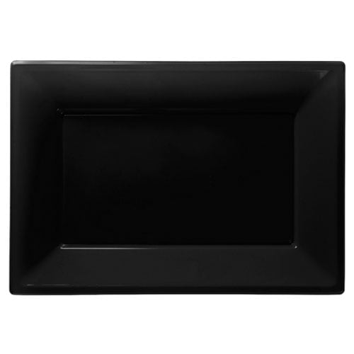 Black Rectangular Reusable Plastic Serving Tray 23 x 33cm – Pack of 3 Product Image