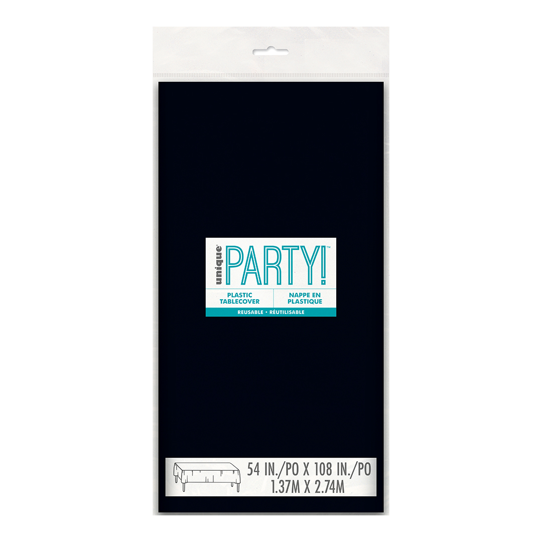 Black Rectangular Plastic Tablecover 274cm x 137cm View 3