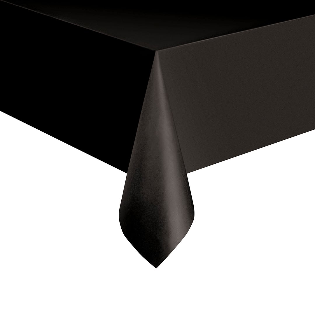 Black Rectangular Plastic Tablecover 274cm x 137cm View 2