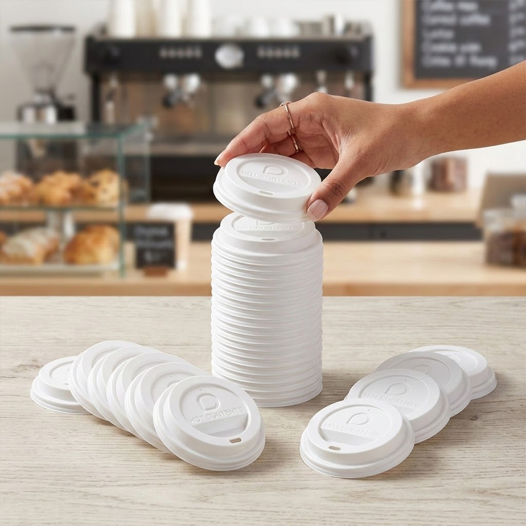 Black Ripple Wrap Paper Coffee Cups 340ml with Plastic White Lids - Pack of 25 View 3