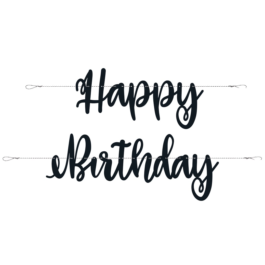 Black Script Happy Birthday Cardboard Letter Banner 213cm