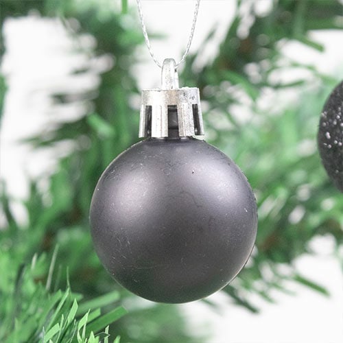 Black Shatterproof Christmas Baubles 3cm - Pack of 12 Product Gallery Image