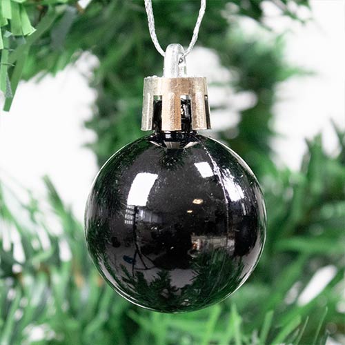 Black Shatterproof Christmas Baubles 3cm - Pack of 12 Product Gallery Image