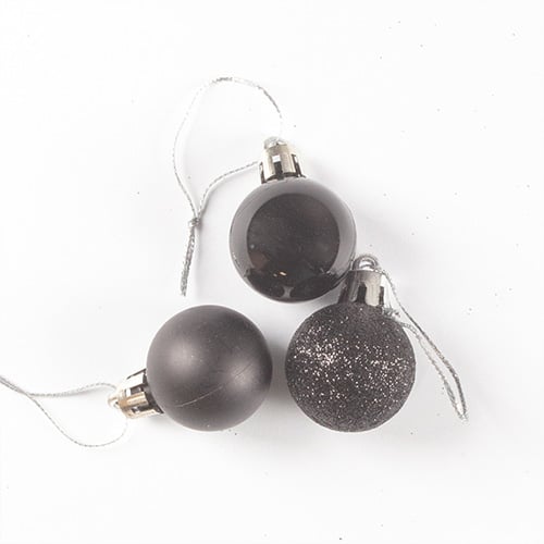 Black Shatterproof Christmas Baubles 3cm - Pack of 12 Product Gallery Image