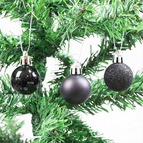 Black Shatterproof Christmas Baubles 3cm - Pack of 12