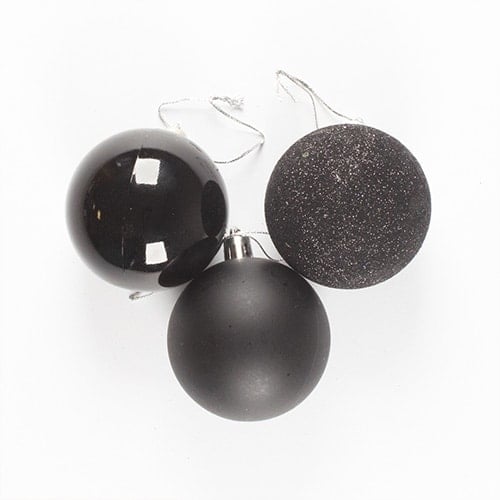 Black Shatterproof Christmas Baubles 6cm - Pack of 6 Product Gallery Image