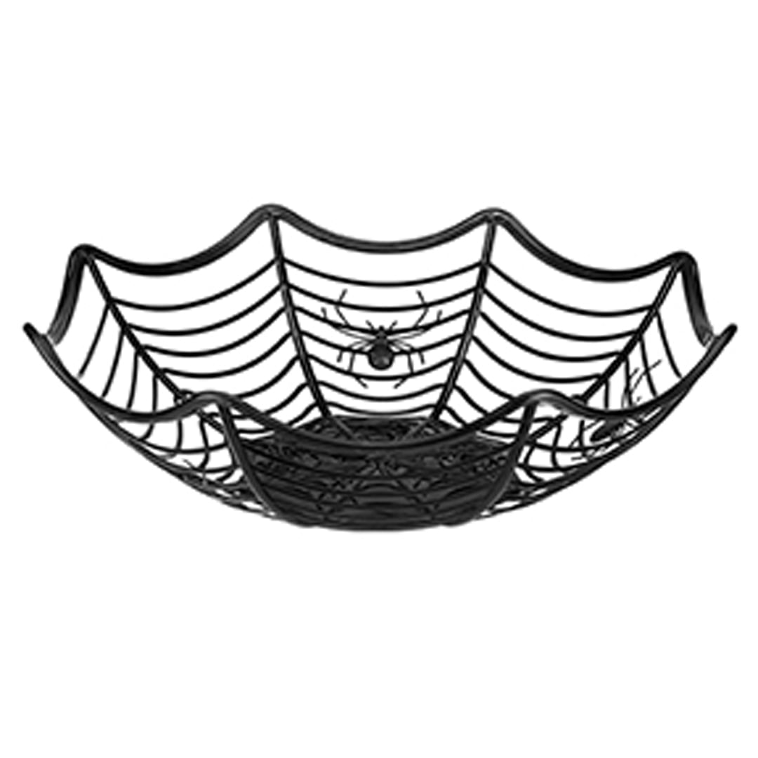 Black Spider's Web Reusable Halloween Plastic Candy Basket 27cm