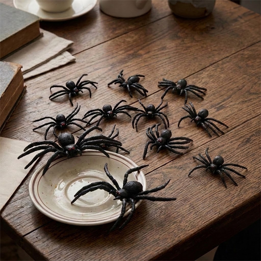 Black Spiders Halloween Decorations 8cm - Pack of 9 View 2