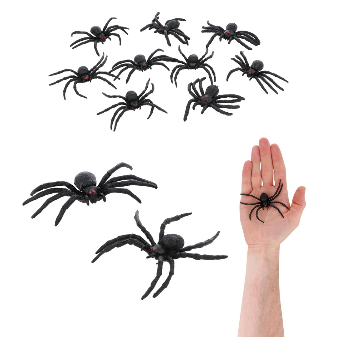 Black Spiders Halloween Decorations 8cm - Pack of 9