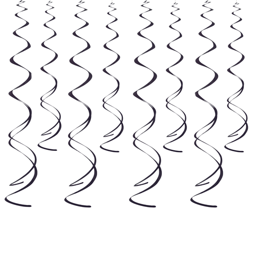 Black Swirl Hanging Decorations - Pack of 8