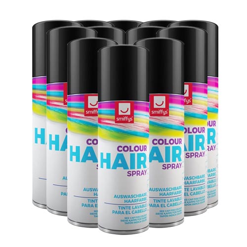 Black Temporary Hair Sprays 125ml - Pack of 12 Product Image