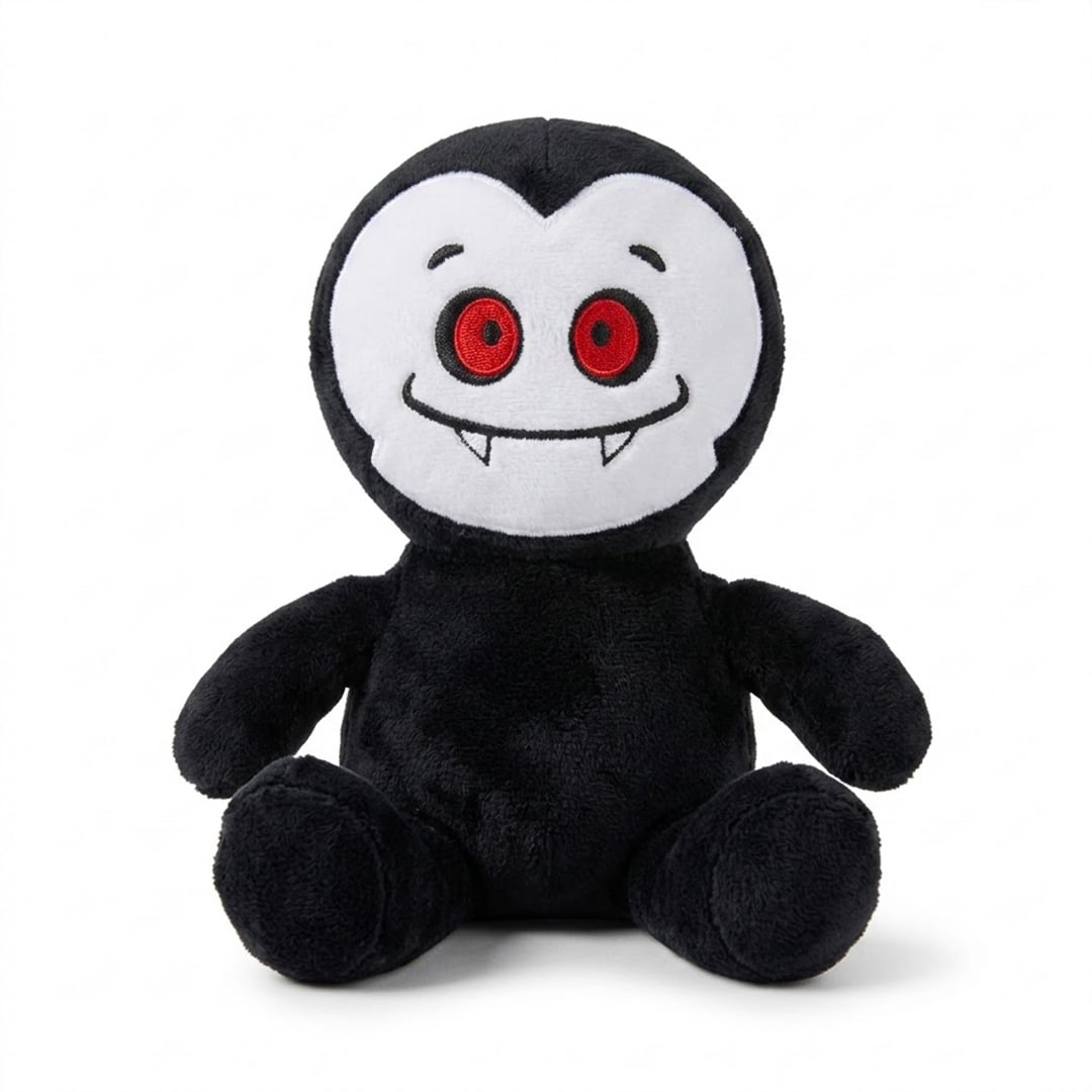 Black Vampire Plush Halloween Character Squeaky Dog Toy 17cm