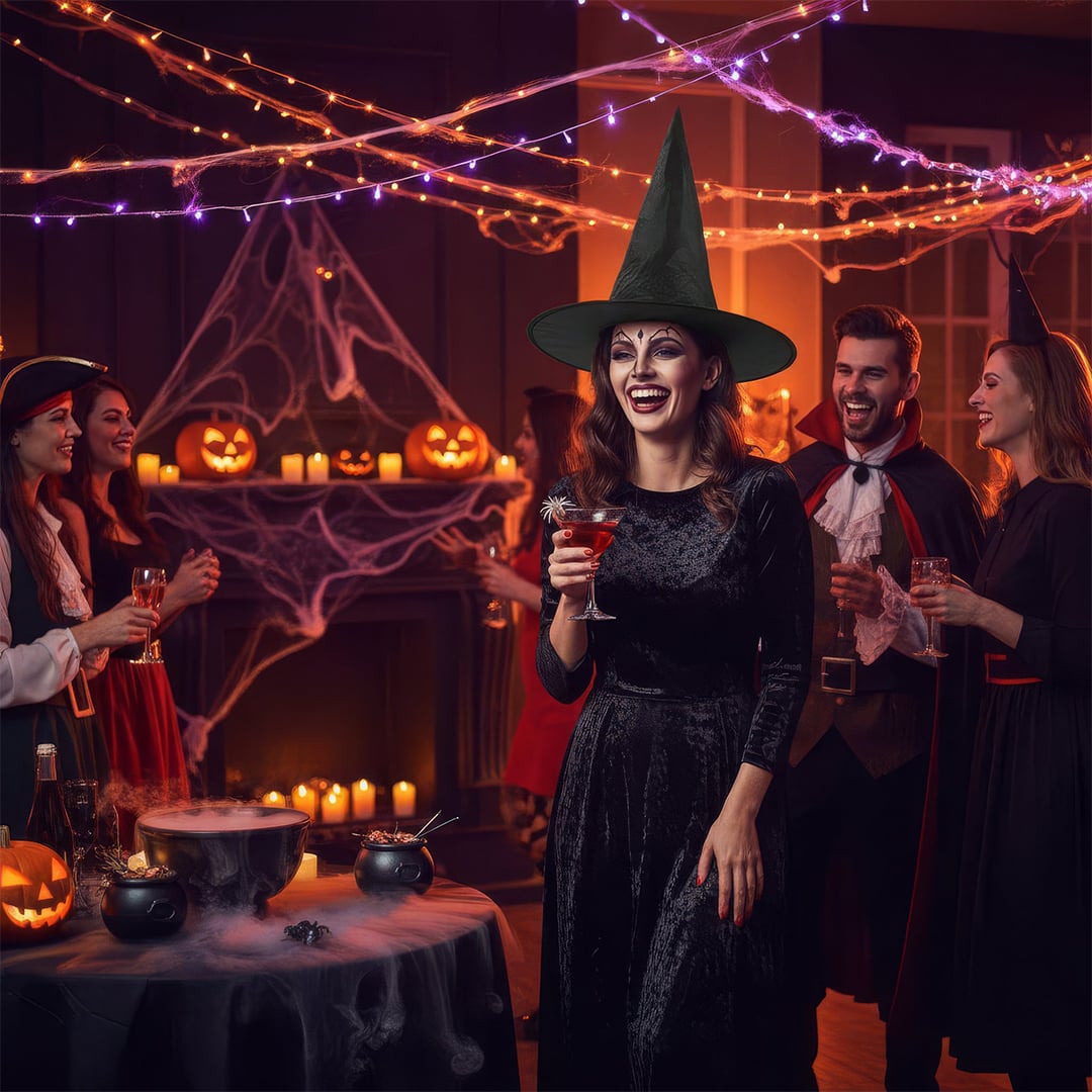 Black Witch Hat Adults Unisex Halloween Fancy Dress Accessory View 4
