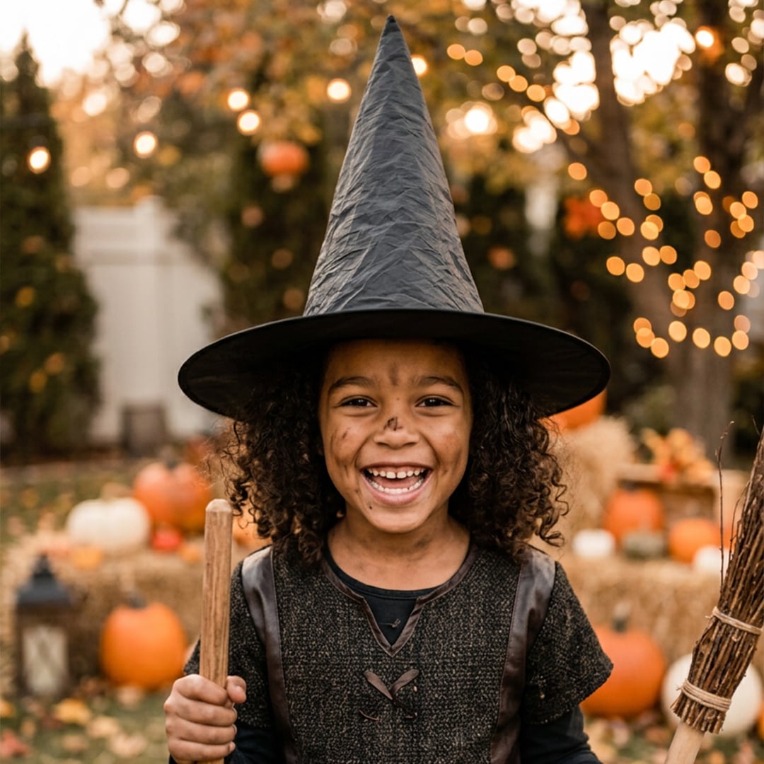 Black Witch Hat Kids Unisex Halloween Fancy Dress Accessory View 2