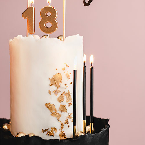 Black with Gold Skinny Birthday Candles - Pack of 12 Product Gallery Image