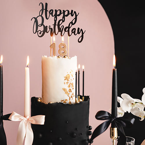 Black with Gold Skinny Birthday Candles - Pack of 12 Product Gallery Image