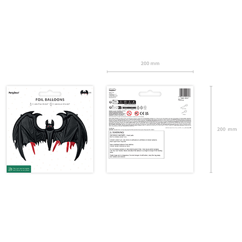Black with Red Bat Halloween Giant Air Fill Foil Balloon 150cm / 59 in Product Gallery Image