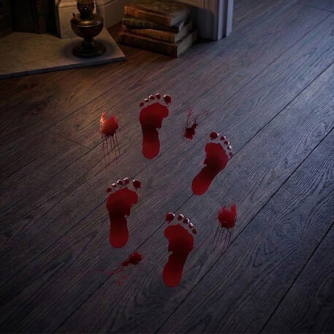 Bloody Footprint Halloween Floor Stickers - Pack of 8