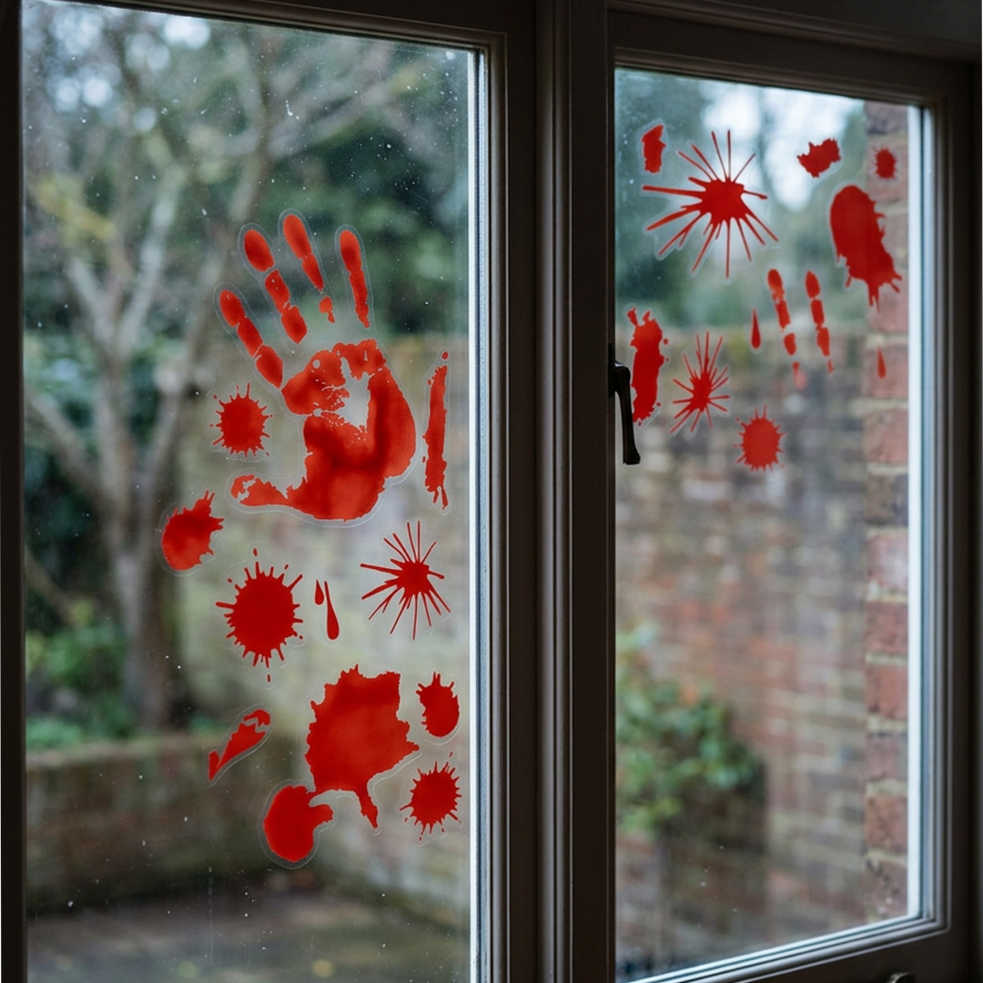 Bloody Hands Halloween Window Stickers - Pack of 8 View 2