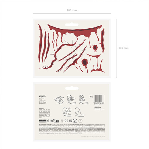 Bloody Scars Halloween Temporary Tattoo Sheet - Pack of 13 Product Gallery Image
