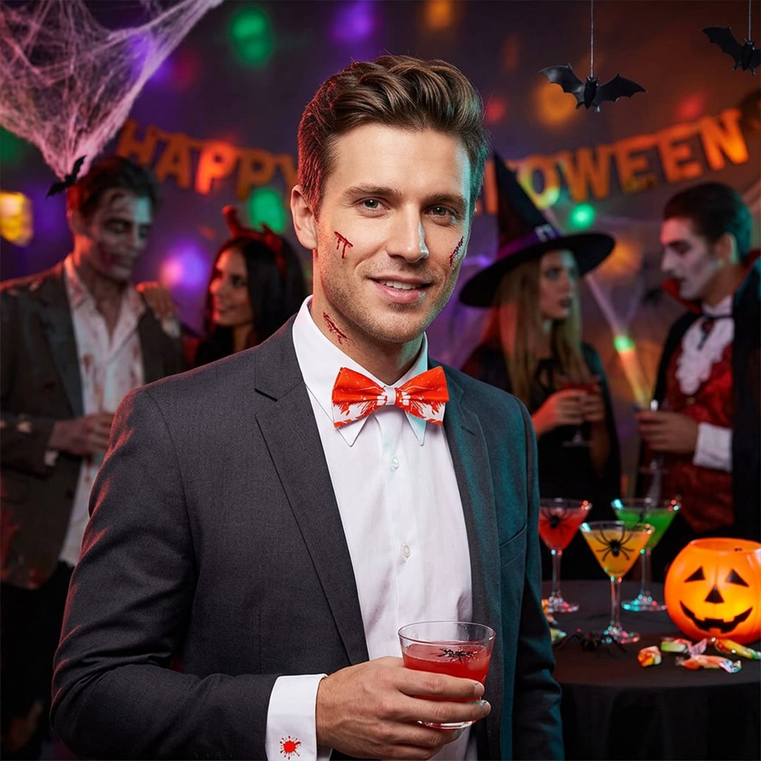 Bloody White Bow Tie Halloween Fancy Dress Accessory View 2