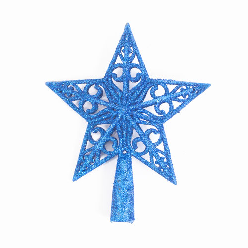 Blue 5 Tip Glittered Christmas Tree Top Star Decoration 14cm Product Gallery Image