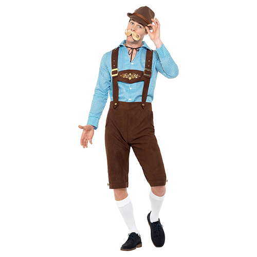 Blue & Brown Beer Fest Fancy Dress Costume Adult Mens Medium Product Gallery Image