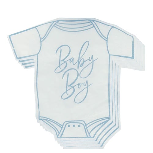 Blue Baby Boy Babygrow Luncheon Paper Napkins 3 Ply 33cm - Pack of 16 Bundle Product Image