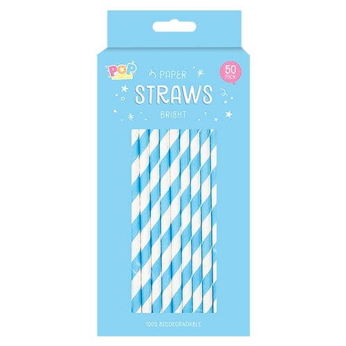 Blue Biodegradable Paper Straws - Pack of 50 Product Gallery Image