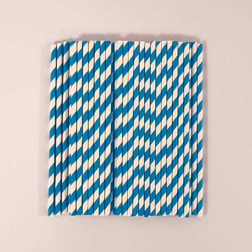 Blue Biodegradable Paper Straws - Pack of 50 Product Gallery Image