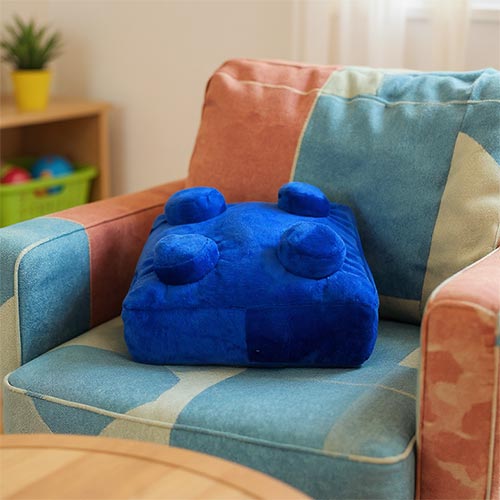 Blue Building Brick Retro Square Shaped Plush Pillow Cushion Product Gallery Image