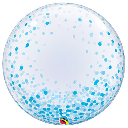 Blue Confetti Dots Deco Bubble Helium Qualatex Balloon 61cm / 24 in Product Image