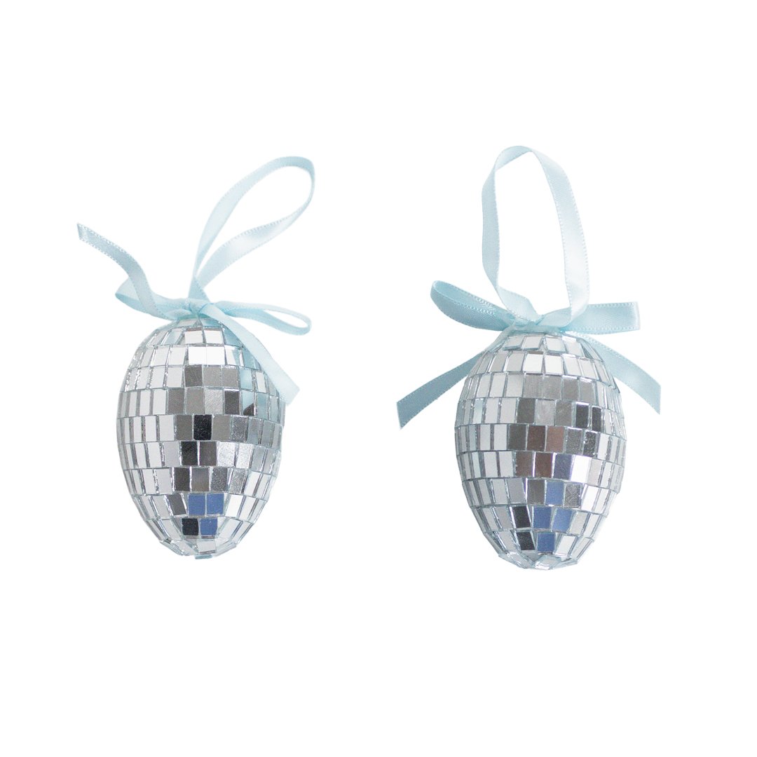 Blue Disco Easter Eggs Hanging Decorations - Pack of 2