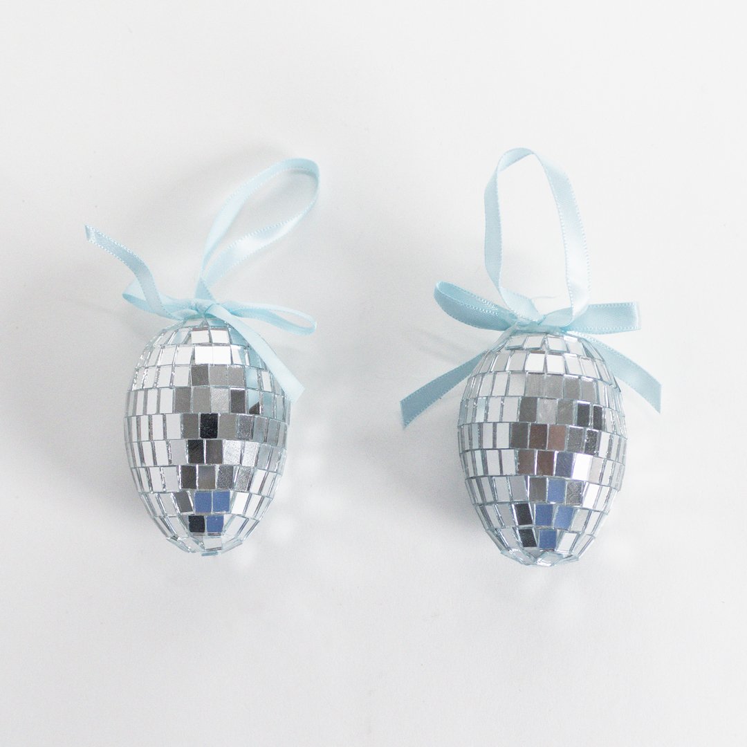 Blue Disco Easter Eggs Hanging Decorations - Pack of 2