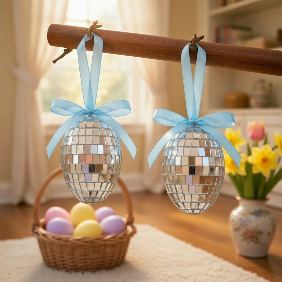 Blue Disco Easter Eggs Hanging Decorations - Pack of 2 Product Gallery Image
