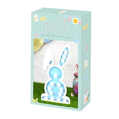 Blue Easter Bunny Wooden LED Light Decoration 32.5cm Product Gallery Image