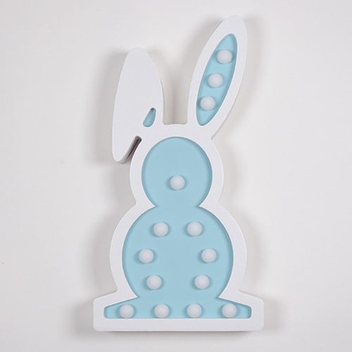Blue Easter Bunny Wooden LED Light Decoration 32.5cm Product Gallery Image