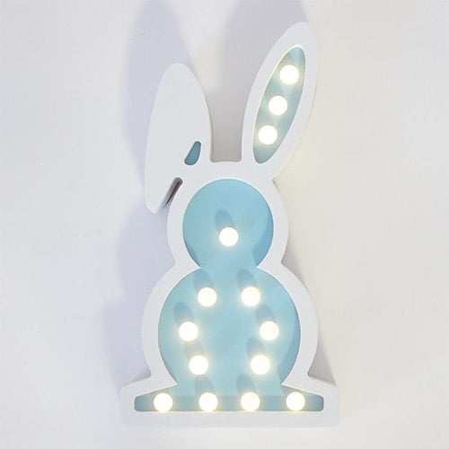Blue Easter Bunny Wooden LED Light Decoration 32.5cm Product Gallery Image