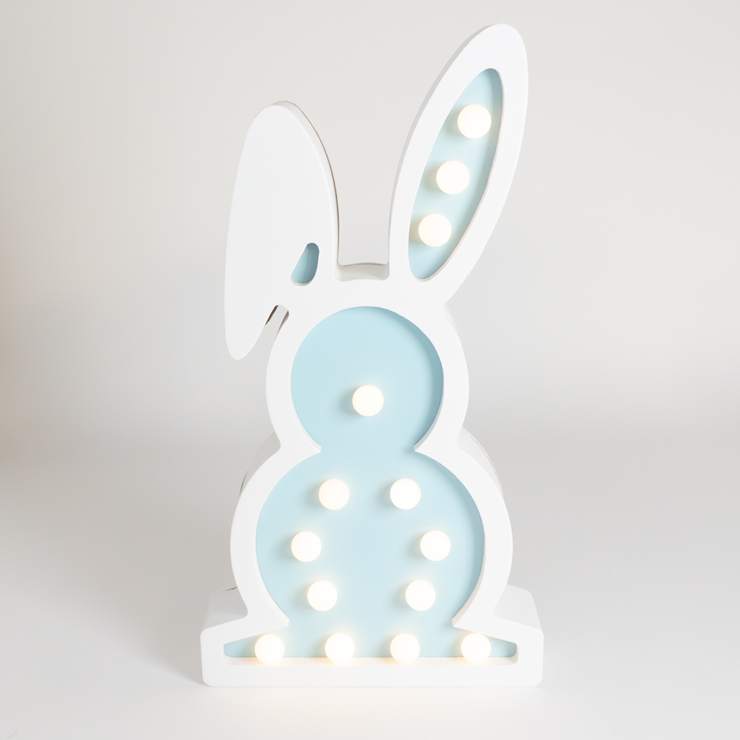 Blue Easter Bunny Wooden LED Light Decoration 32.5cm Product Gallery Image