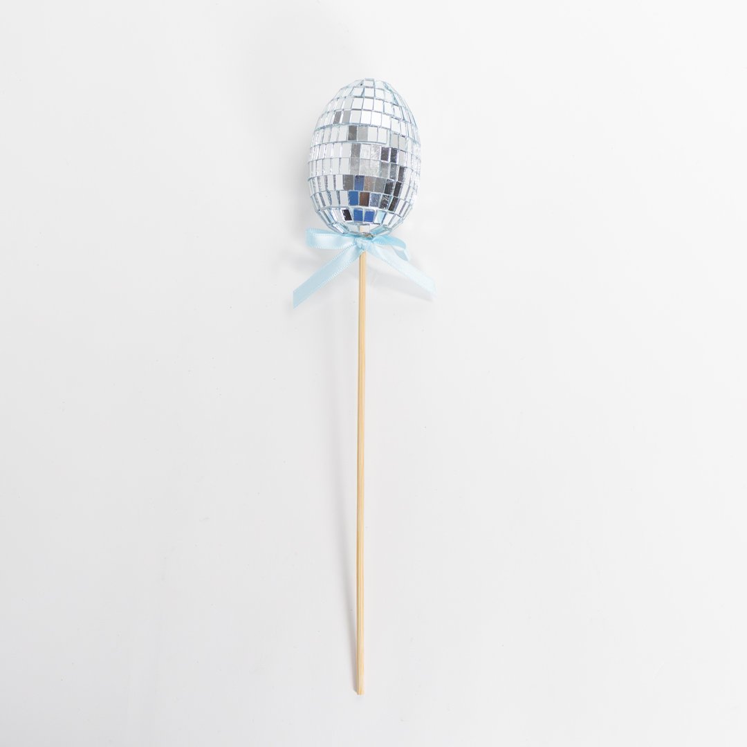 Blue Easter Disco Egg Pick Decoration 28cm