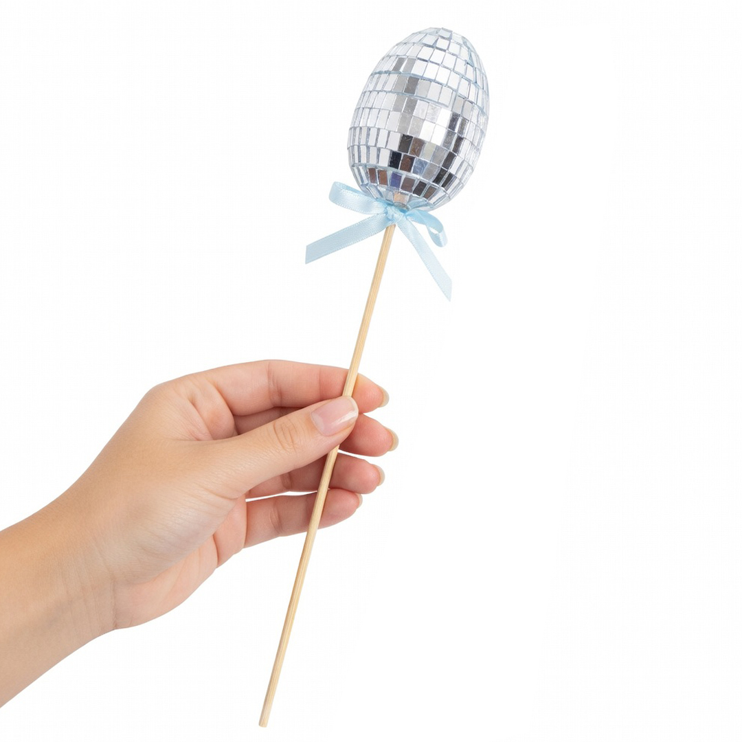 Blue Easter Disco Egg Pick Decoration 28cm Product Gallery Image